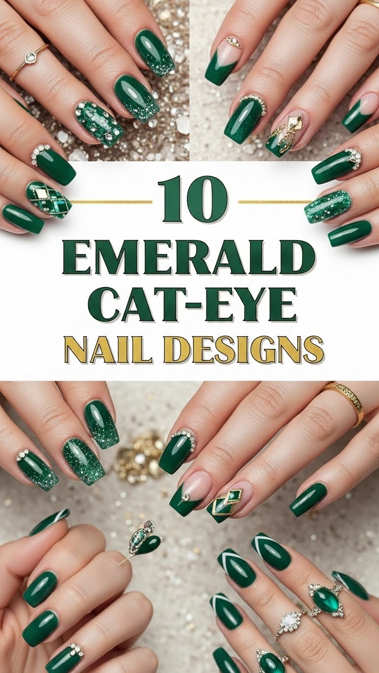 10 Emerald Cat-Eye Nail Designs