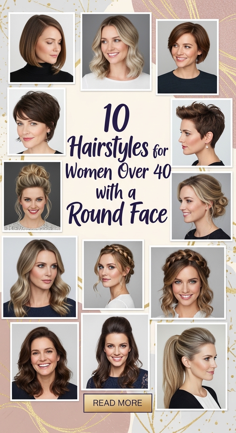 10 Hairstyles for Women Over 40 with a Round Face
