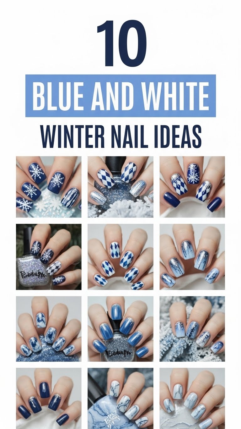 10 Blue and White Winter Nail Ideas