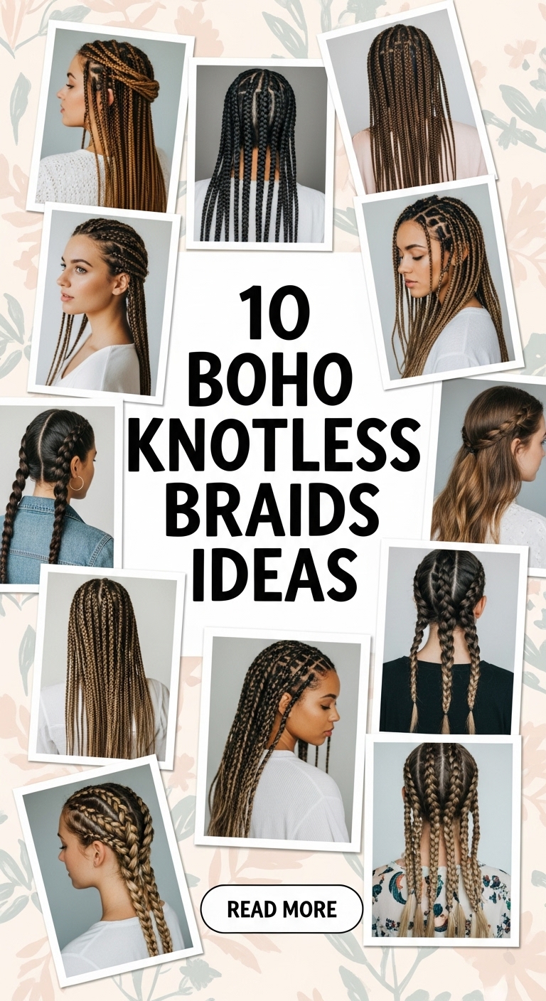 10 Boho Knotless Braids Ideas