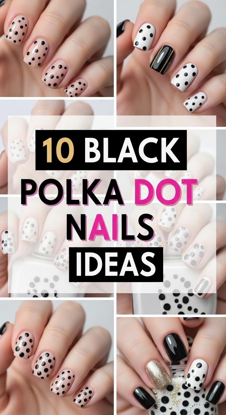 10 Black Polka Dot Nails Ideas