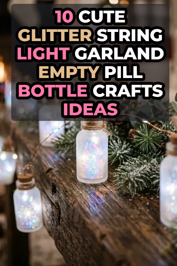 10 Cute Glitter String Light Garland Empty Pill Bottle Crafts Ideas